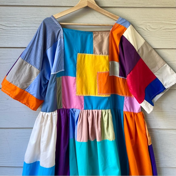 Handmade Quilted Patchwork Colorblock Dress SKU 10184 - Picture 11 of 16